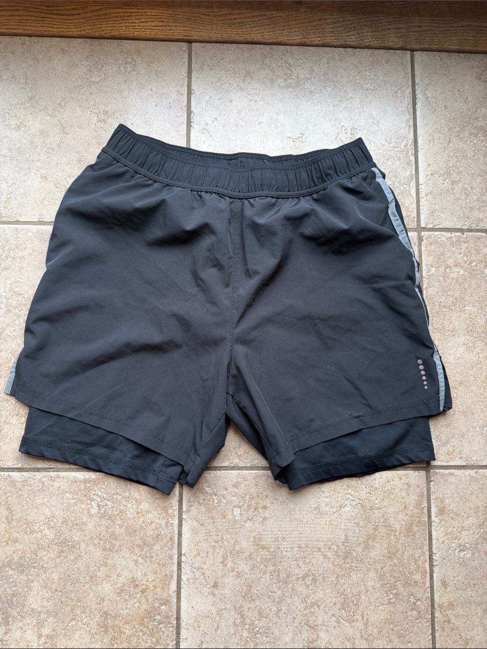 Balance Collection Black Athletic Layered Shorts with Gray Side Stripe
